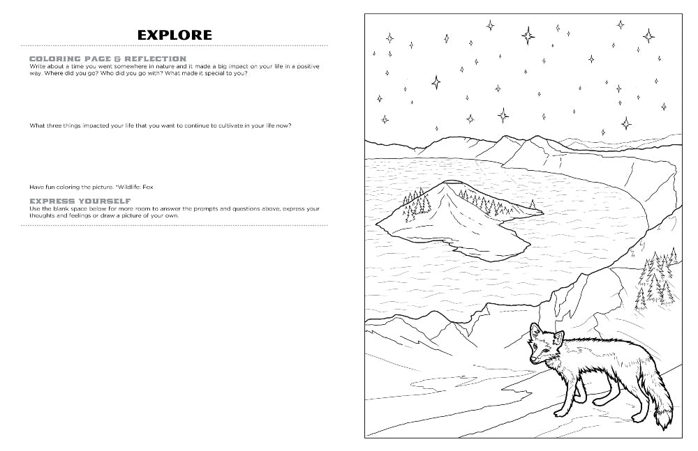 Discover Crater Lake expressive art coloring activity book